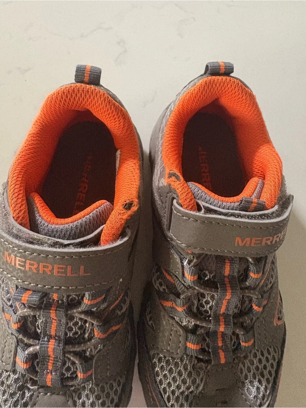 Merrell Kids Gray and Orange Slip-On Athletic Sneakers
